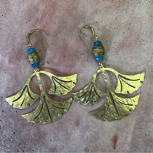 Handmade big art nouveau petal drop earrings - Picture 5 of 6